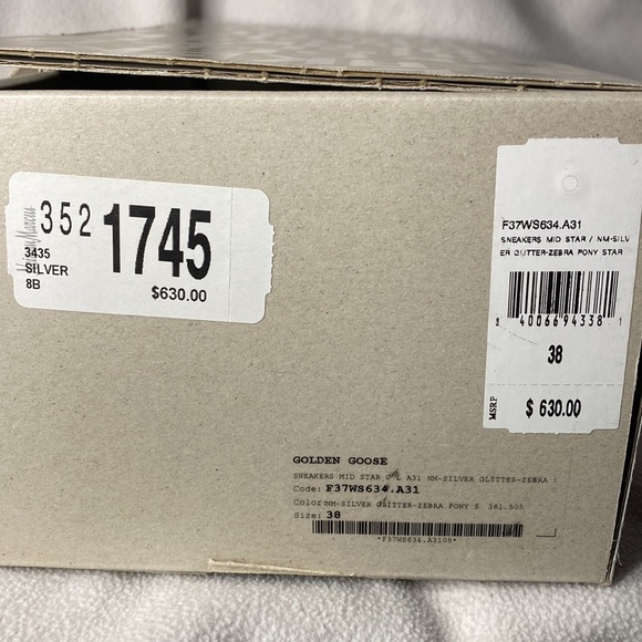 🥳HP🥳 Preloved Golden Goose Midstar Silver Glitter Zebra size 8 - Picture 3 of 9